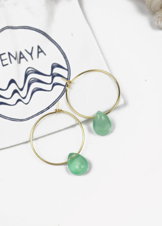 Gold Aqua Drop Hoops