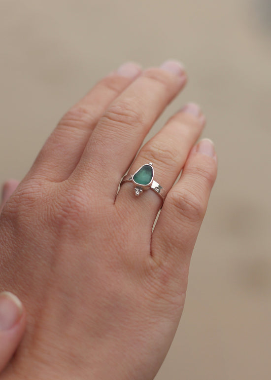 Aqua Sea Glass Ring