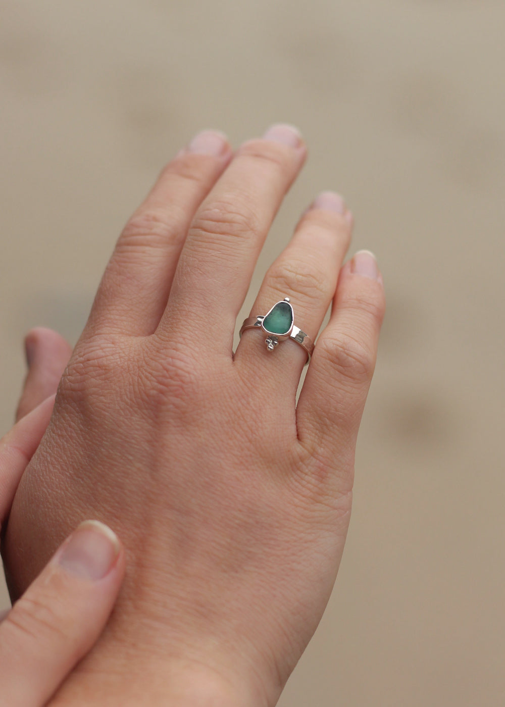 Aqua Sea Glass Ring