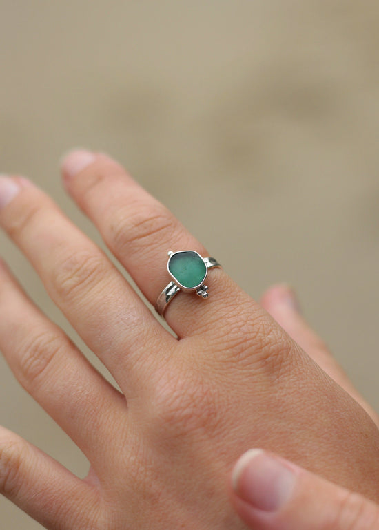 Aqua Sea Glass Ring