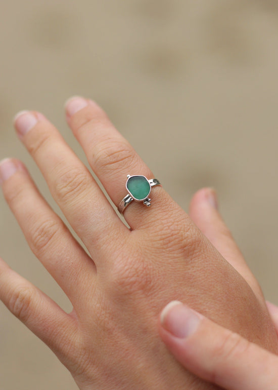 Aqua Sea Glass Ring