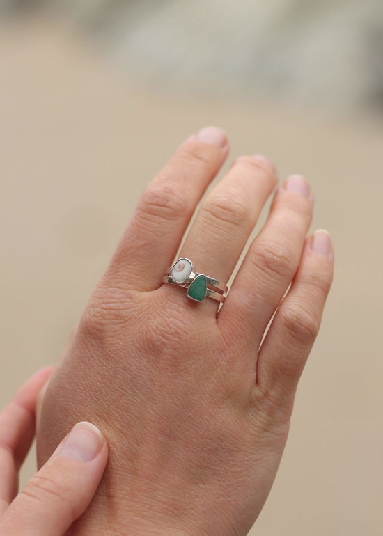 Shiva Shell & Amazonite Stacking Ring Set