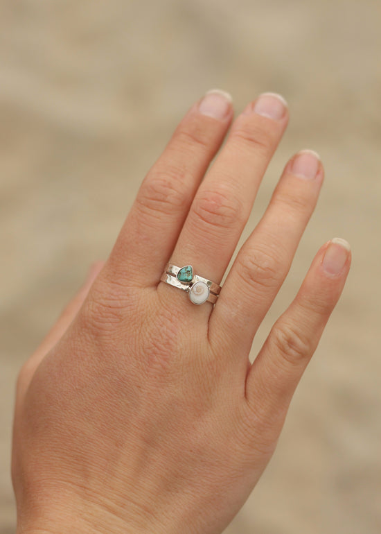 Shiva Shell & Turquoise Stacking Ring Set