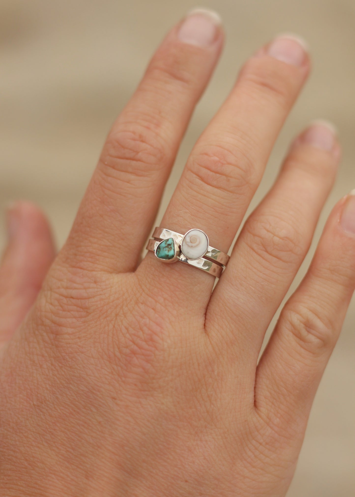 Shiva Shell & Turquoise Stacking Ring Set