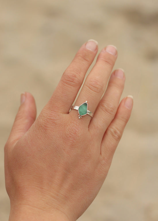 Aqua Sea Glass Ring