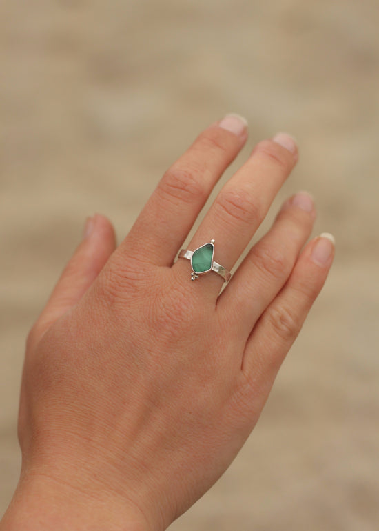 Aqua Sea Glass Ring