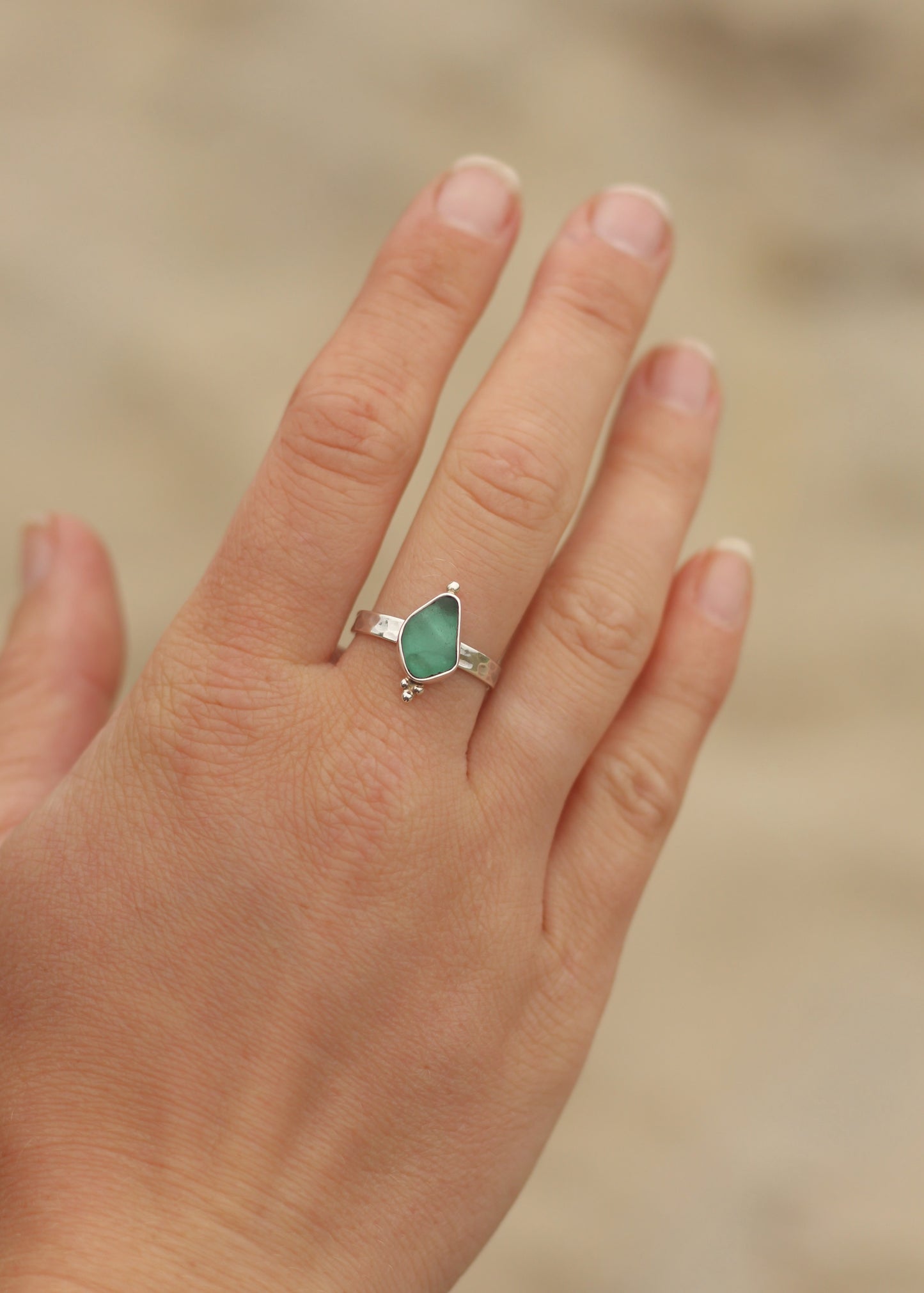 Aqua Sea Glass Ring