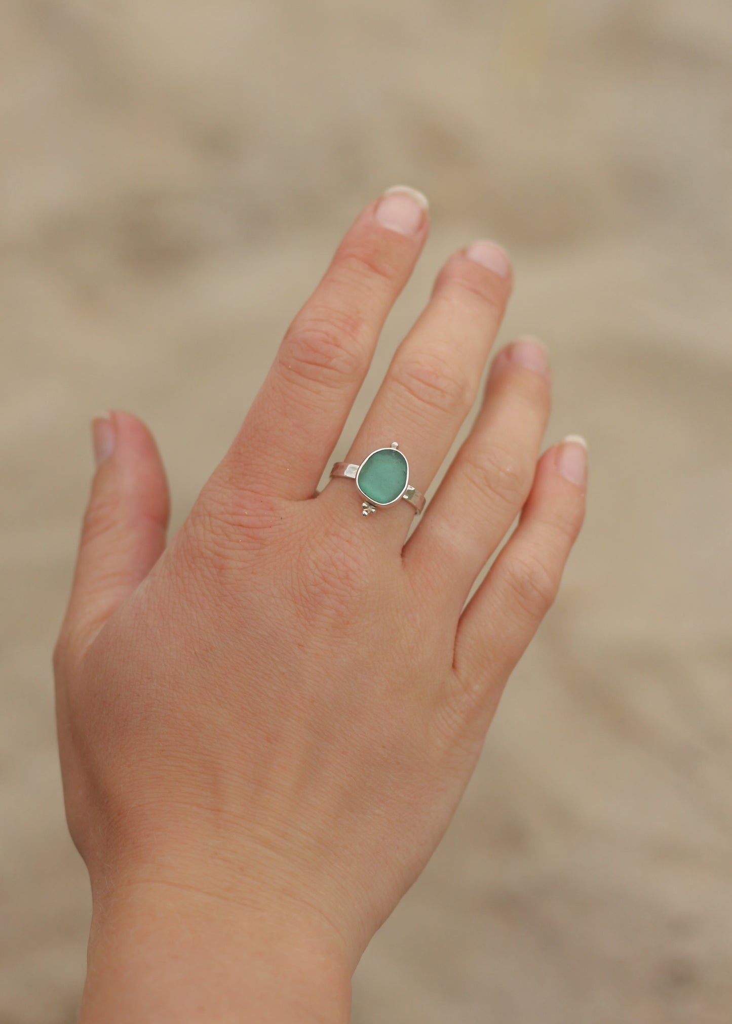 Aqua Sea Glass Ring