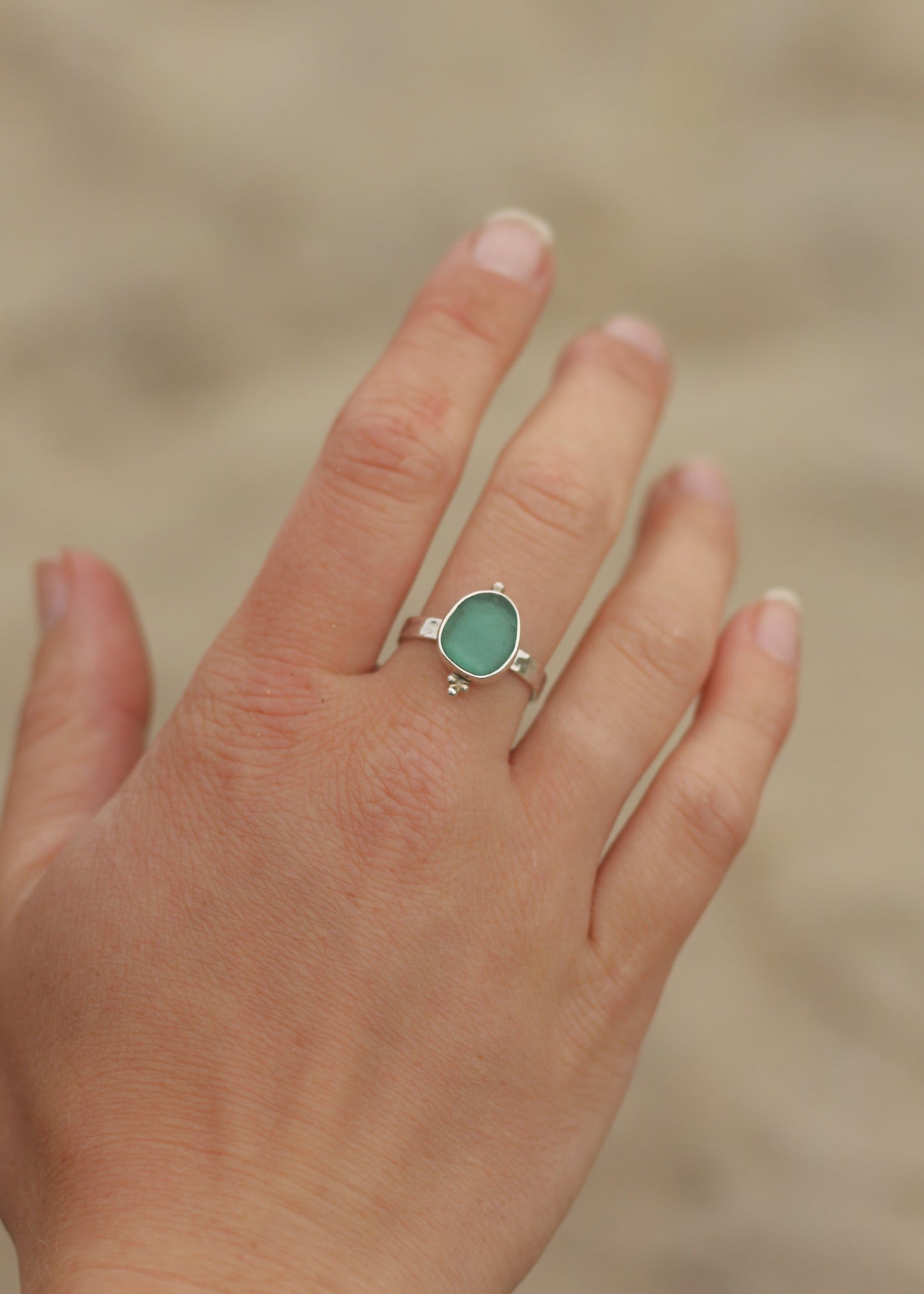 Aqua Sea Glass Ring