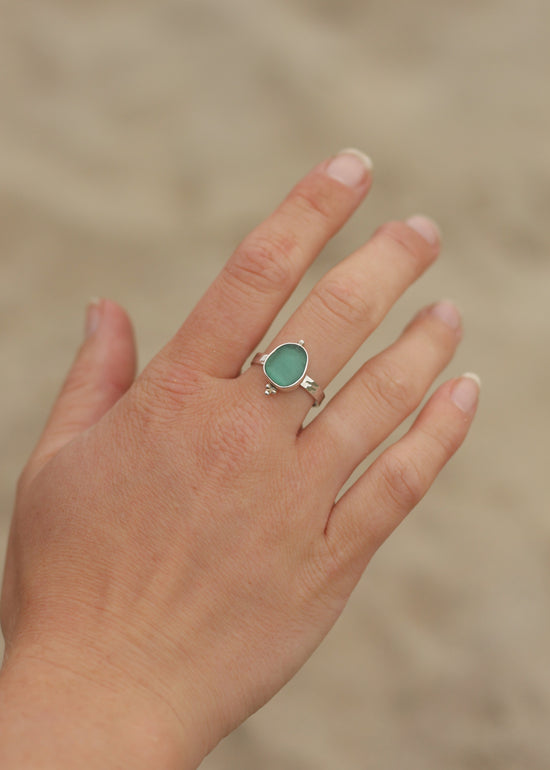 Aqua Sea Glass Ring