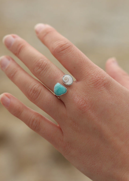 Amazonite & Shiva Adjustable Ring