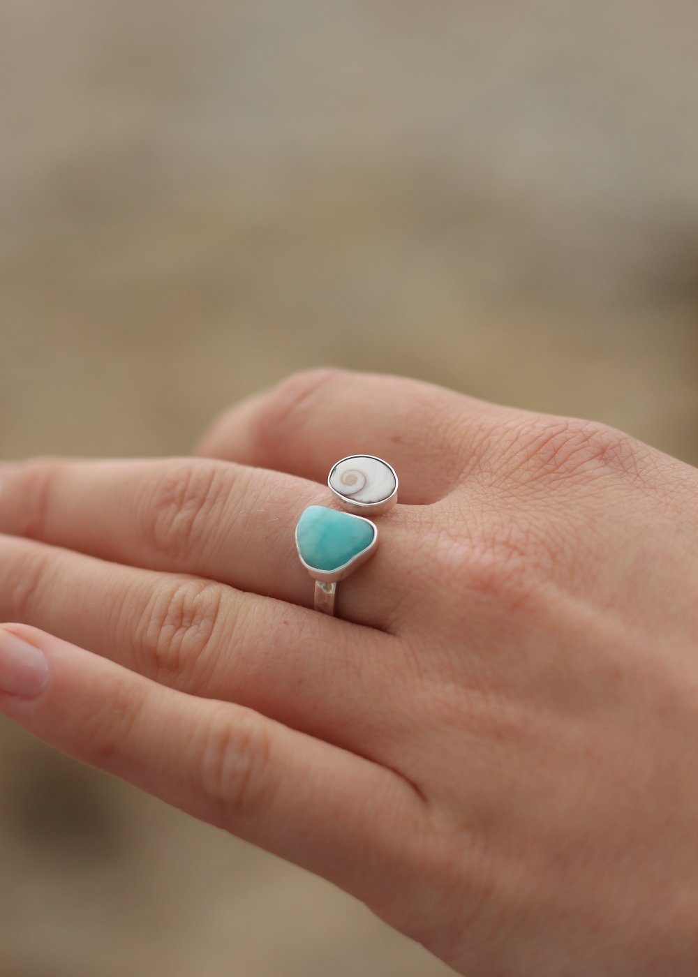 Amazonite & Shiva Adjustable Ring