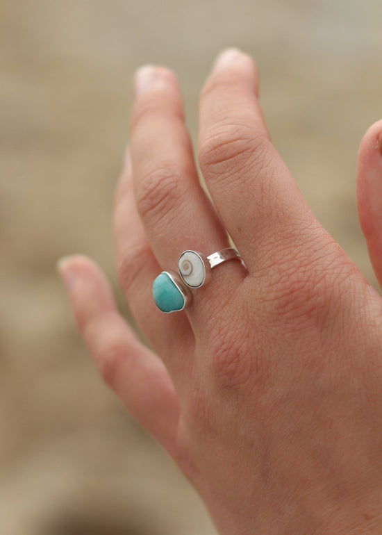 Amazonite & Shiva Adjustable Ring