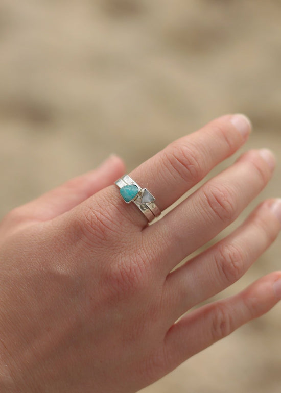 Moonstone & Amazonite Stacking Ring Set