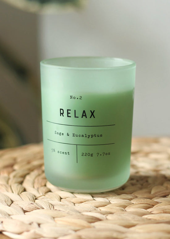 Relax Sage & Eucalyptus Scented Glass Candle