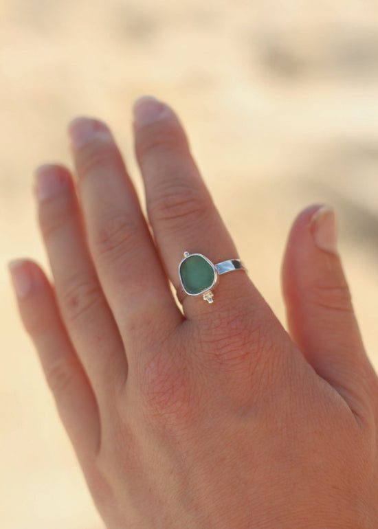 Aqua Sea Glass Ring