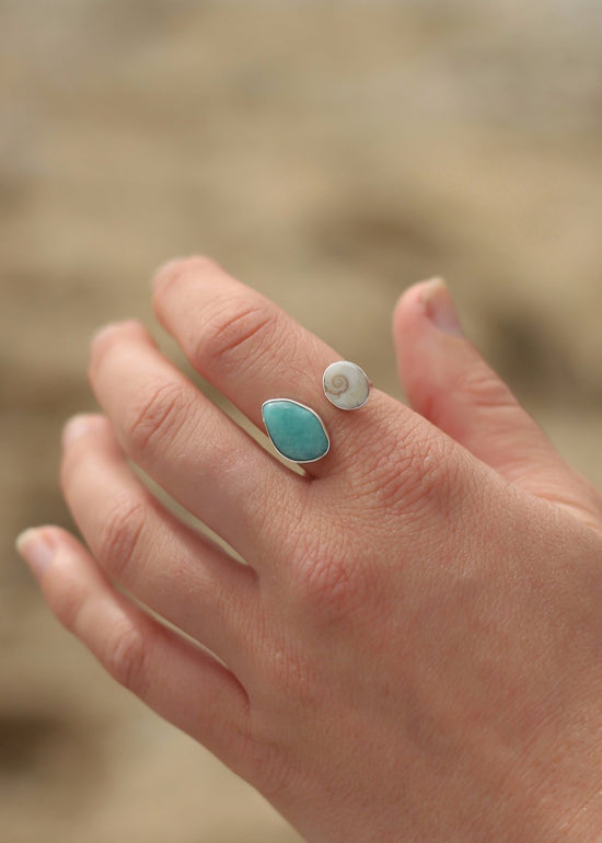 Amazonite & Shiva Adjustable Ring