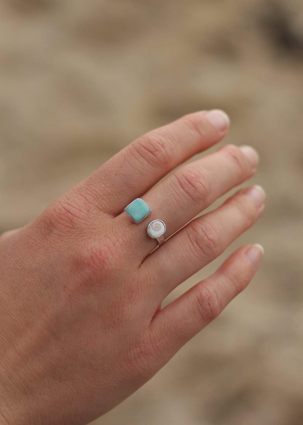 Amazonite & Shiva Adjustable Ring