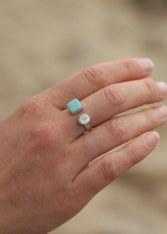 Amazonite & Shiva Adjustable Ring