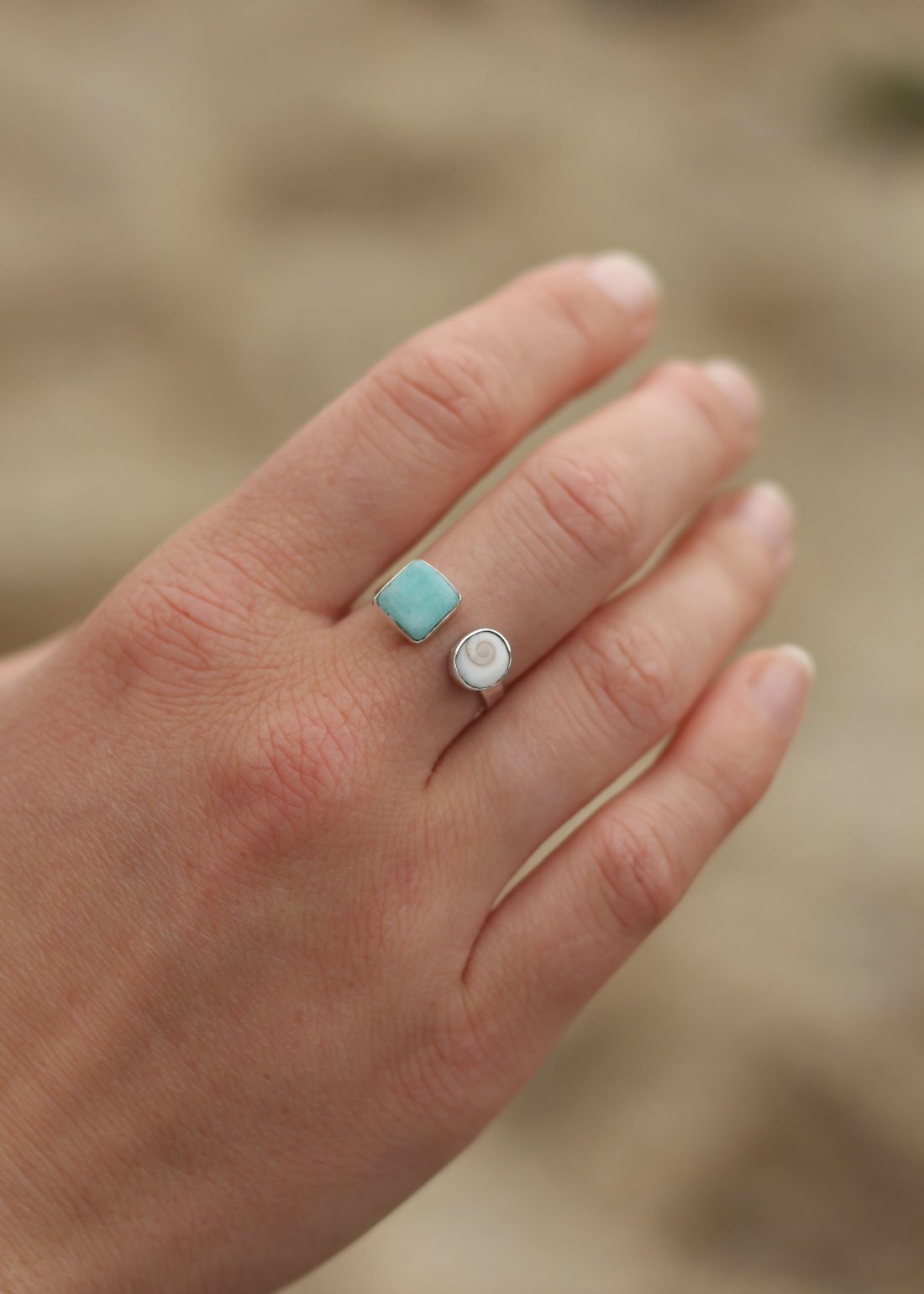 Amazonite & Shiva Adjustable Ring