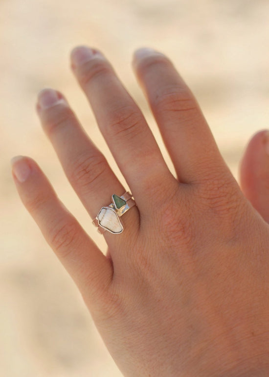 Fijian Shell & Amazonite Stacking Ring Set