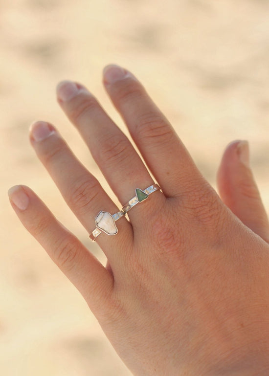 Fijian Shell & Amazonite Stacking Ring Set