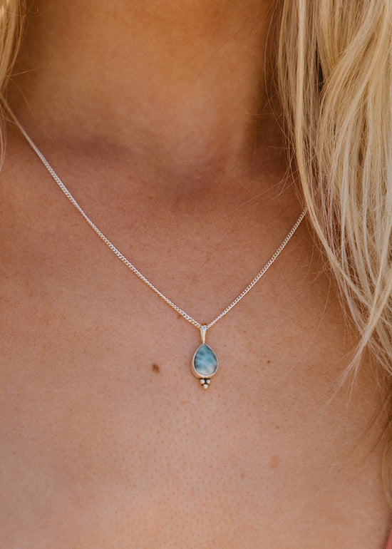 Larimar Teardrop Necklace by Tropical Tribe
