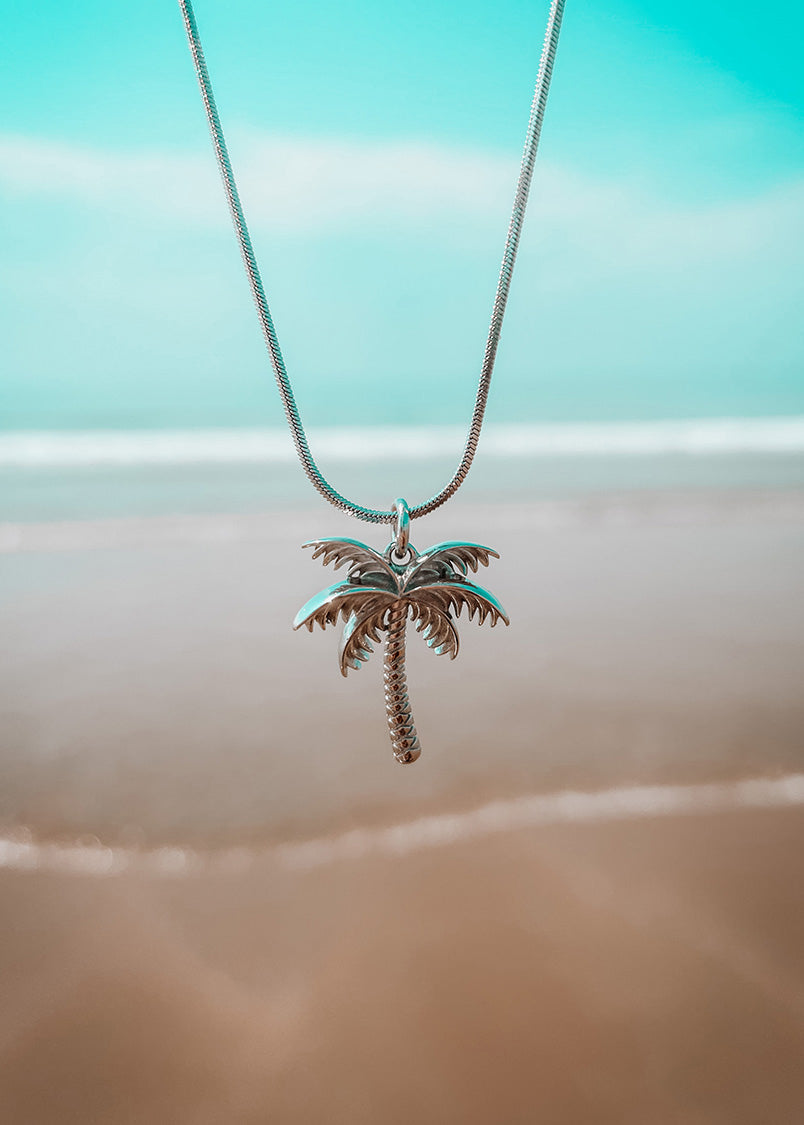 Ocean Palm Tree Necklace Silver