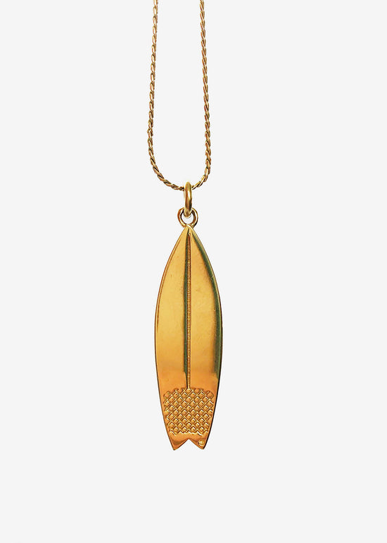 Ocean Surfboard Necklace Gold