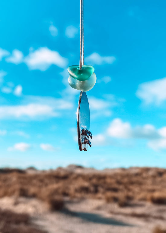 Sea Glass Mini Shortboard Necklace Silver