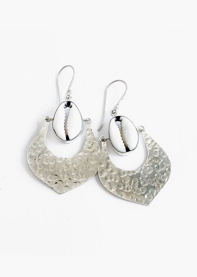 Moroccan Ripples Cowrie Hook Earrings