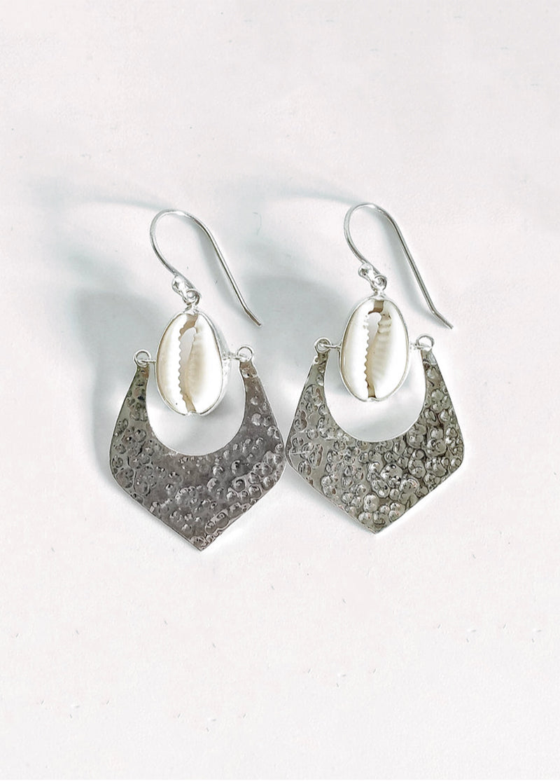 Moroccan Ripples Cowrie Hook Earrings