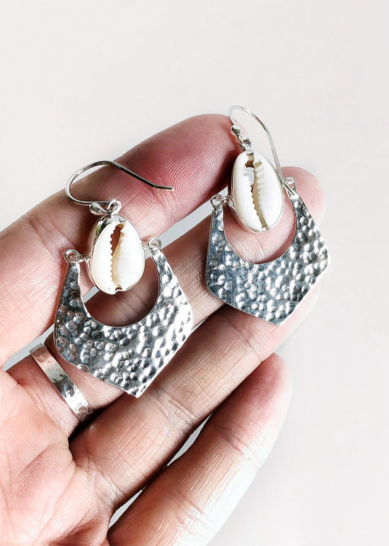 Moroccan Ripples Cowrie Hook Earrings