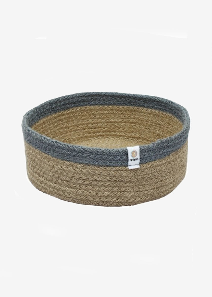 Jute Medium Shallow Basket - Natural Grey