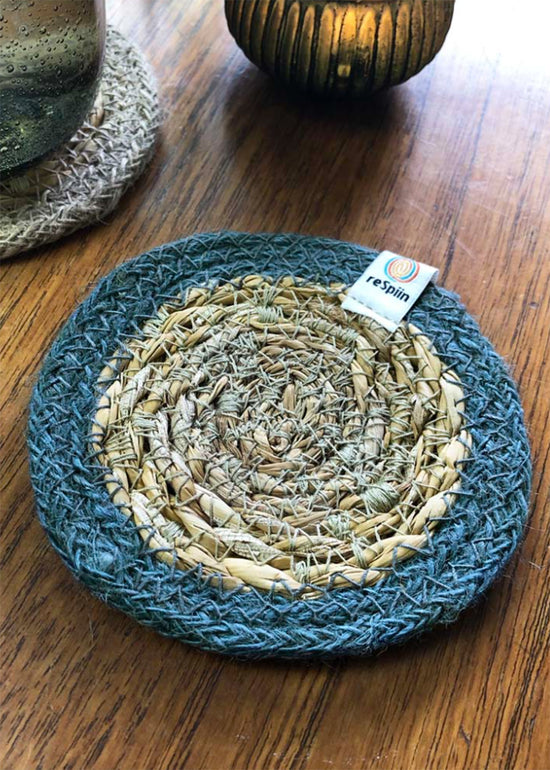 Seagrass & Jute coaster - Natural Grey