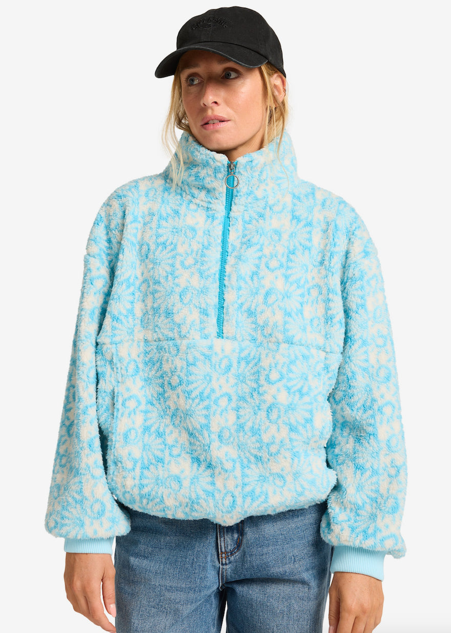 Time Off Half Zip Polar Fleece in Sea Spray Blue