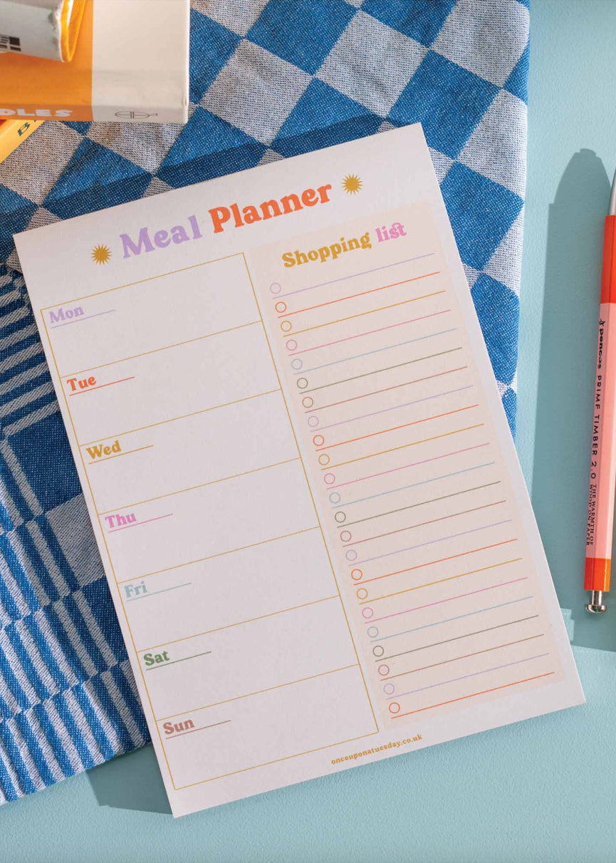 A5 Colourful Meal Planner & Shopping List