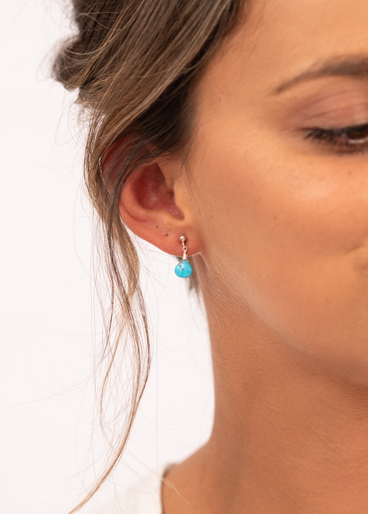 Turquoise Drop Stud Earrings