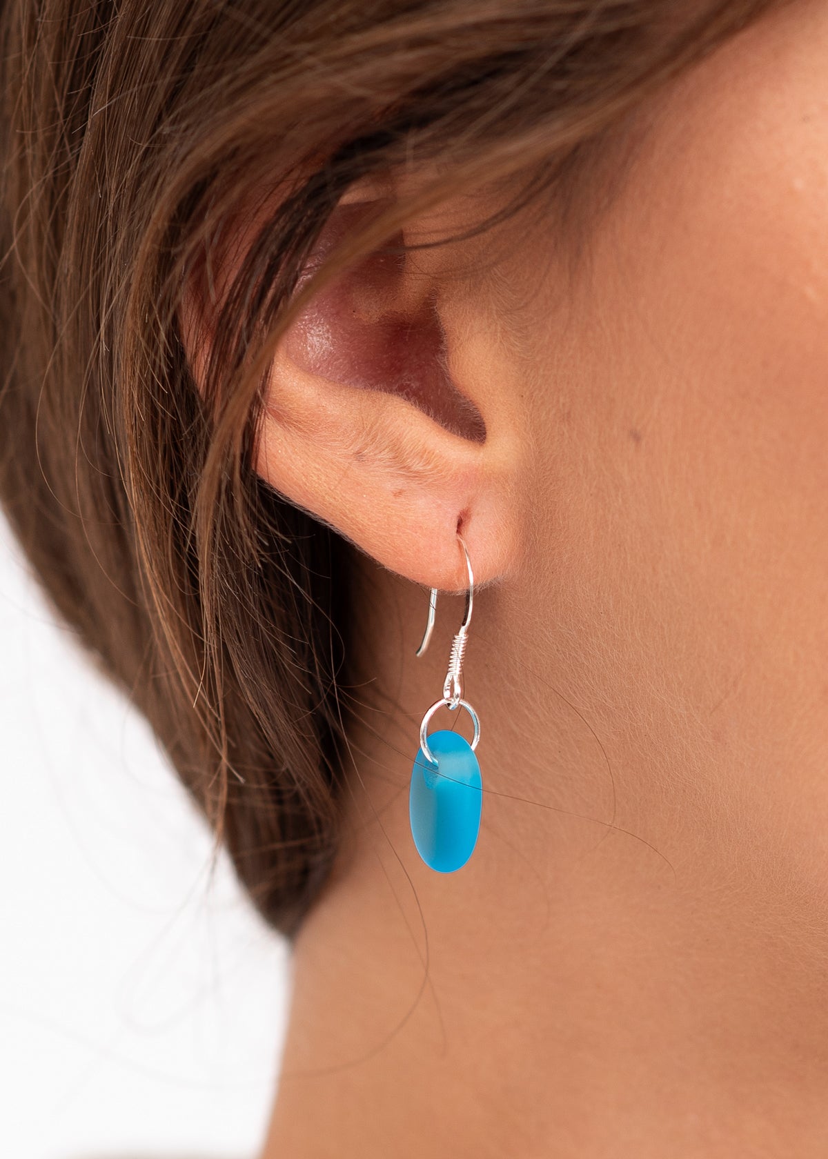 Aqua Blue Sea Glass Drop Hook Earrings by Yemaya – The Beach Boutique